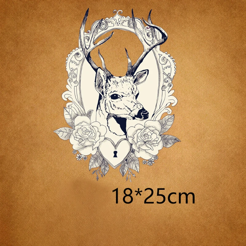 

1PCS Animal Flower Antelope Iron on Patches For DIY Heat Transfer Clothes T-shirt Thermal transfer stickers Decoration