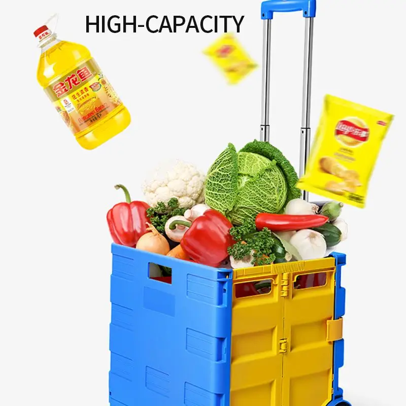Складная тележка 45 л складная для покупок корзина хранения продуктов еды