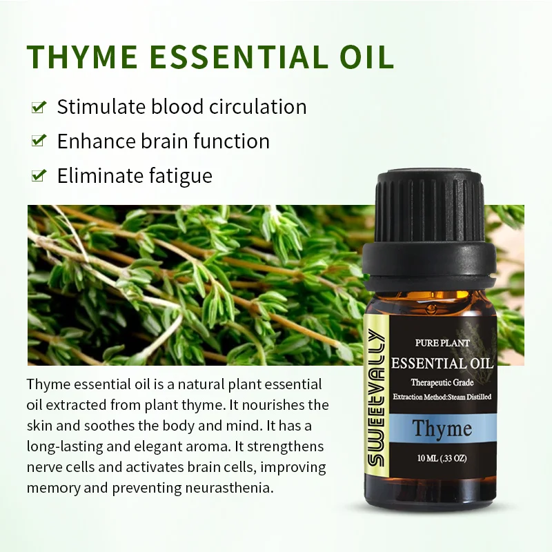 Эфирное масло тимьяна от бренда Sweetvally эффективное для кожи эфирное головной боли