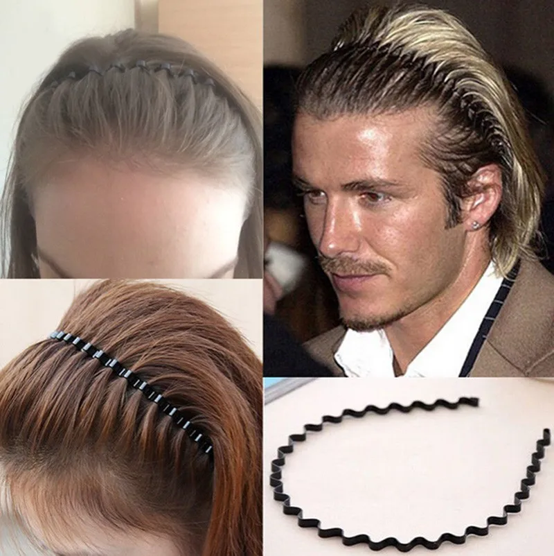 

Non-slip hairpins Mens Women Unisex Black Wavy Hair Head Hoop Band Sport Headband Hairband hair accessories 12 models