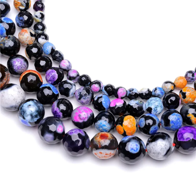 Оптовая фасетированная розовая огненная агата натуральные камни круглые бусины 15" Выберите размер 6/8/10/12 Создание ювелирных изделий DIY Браслет аксессуары.