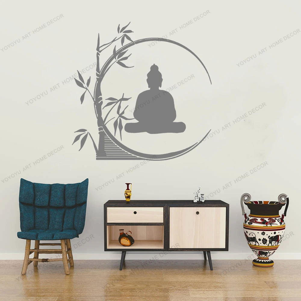 

Buddha Lotus Buddhism Yoga Vinyl Wall Garage Stickers Home Decor Living Room Art Mural Wall Decal Removable Wallpoof CX1928