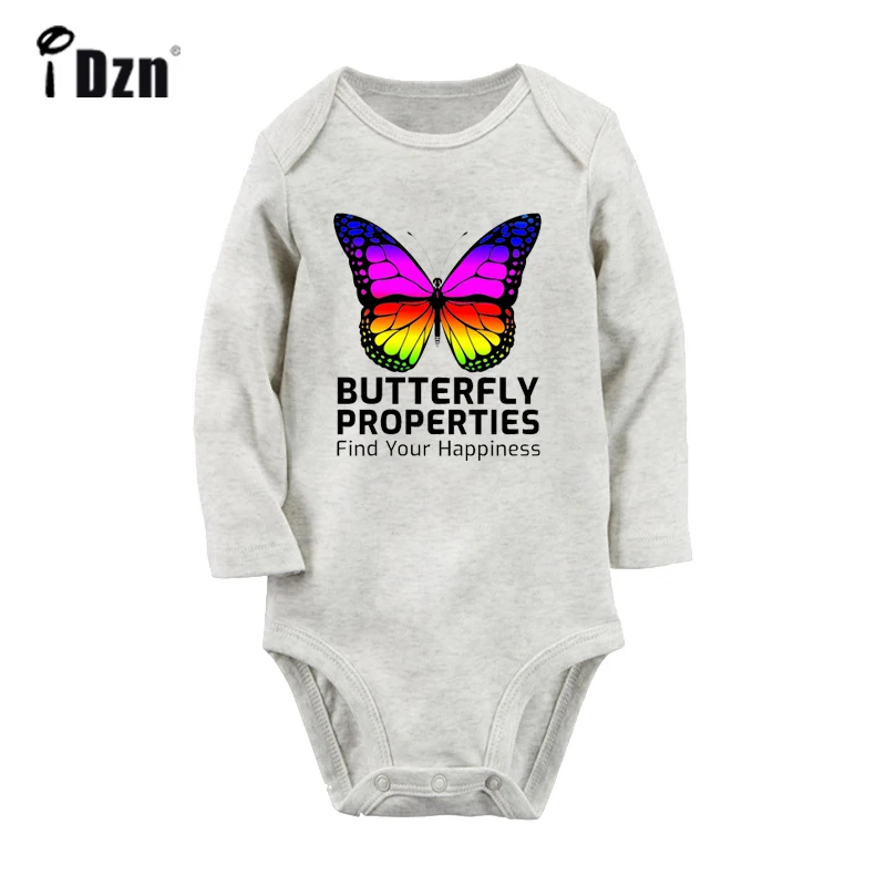 

Butterfly Properties Find Your Happiness Monday Tuesday Wednesday Printed Newborn Baby Outfits Long Sleeve Jumpsuit 100% Cotton