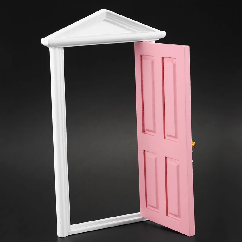 

2 Pcs Miniature Doll Houses Games Toys Wooden Door with Hardware - Wood Color