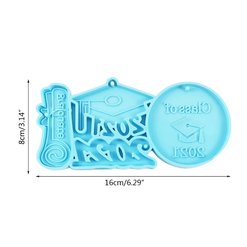 

Glossy 2021 Graduation Keychain Epoxy Resin Mold Silicone Mould DIY Crafts Tool K3ND