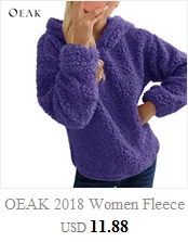 OEAK, женские флисовые толстовки,, длинный рукав, с капюшоном, пуловер, толстовка, Осень-зима, теплая, на молнии, с карманами, меховое пальто размера плюс, 5XL