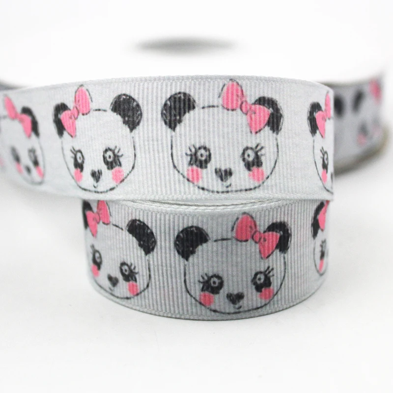 

Grey panda printed16/22/25/38/75mm grosgrain ribbons 10 25 50 yards DIY bows gift wrapping wedding decoration webbing