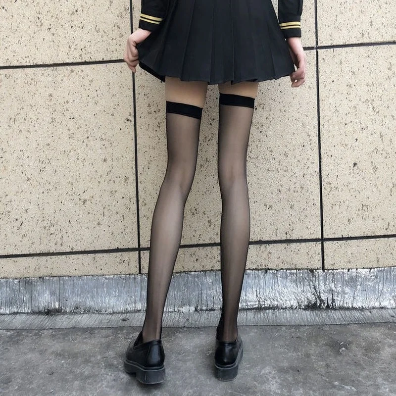 

Black Stockings Sexy Lace Female Black Long Tube Socks Trend Cute White Silk Ultra-thin Stockings Long Socks