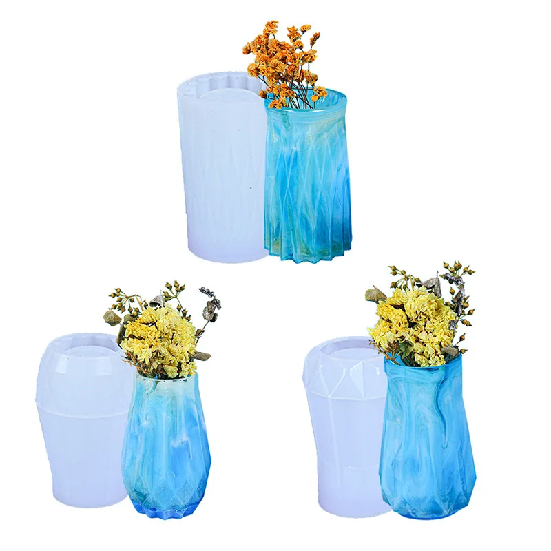 

Resin Vase Mold Crystal Epoxy Storage Bucket Mould Flower Vases Plaster Pottery Molds Handmade Gift Desktop Decoration Box Molds