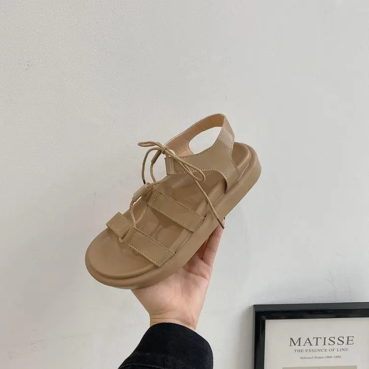 

Retro Woman Shoes 2021 Summer Roman Sandals Clogs With Heel Muffins shoe Suit Female Beige Original Gladiator Thick Flat New Bla