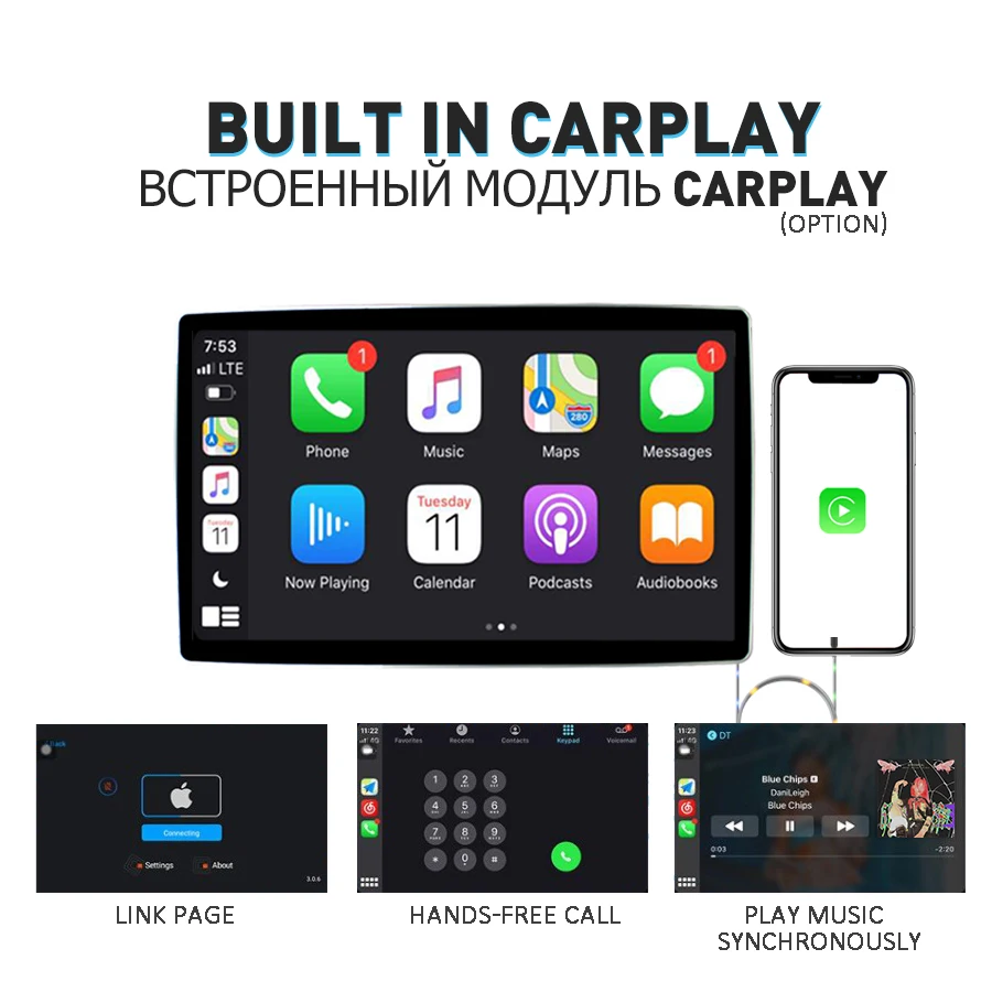 Carplay Восьмиядерный 6G + 128G Android 10 автомобильный мультимедийный плеер для Toyota Fortuner 2