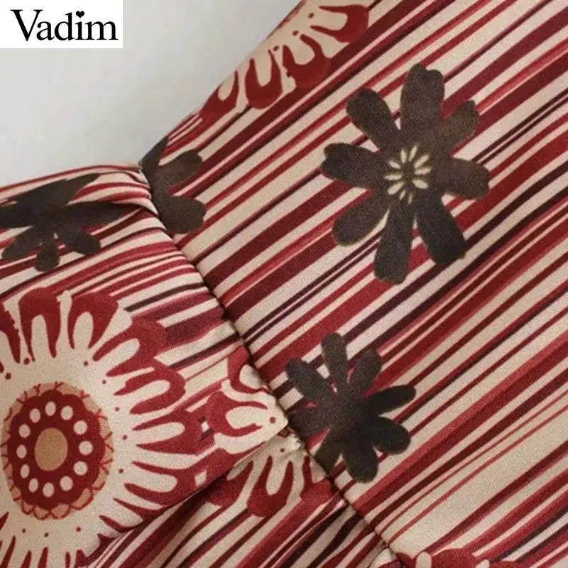 Vadim женское винтажное платье миди с цветочным узором плиссированное прямое