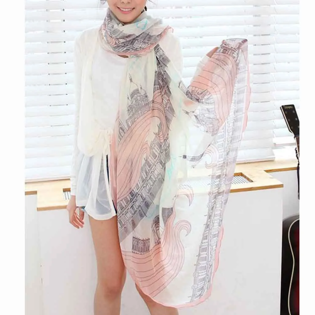 SAGACE шарф женский зимний теплый повседневный элегантный длинный хлопковый Принт