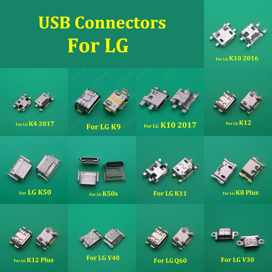 10 шт. для зарядного устройства LG K50S V30 V40 Q60 K8 K12 Plus K9 K11 K10 K4 2017 2016 USB | Строительство и