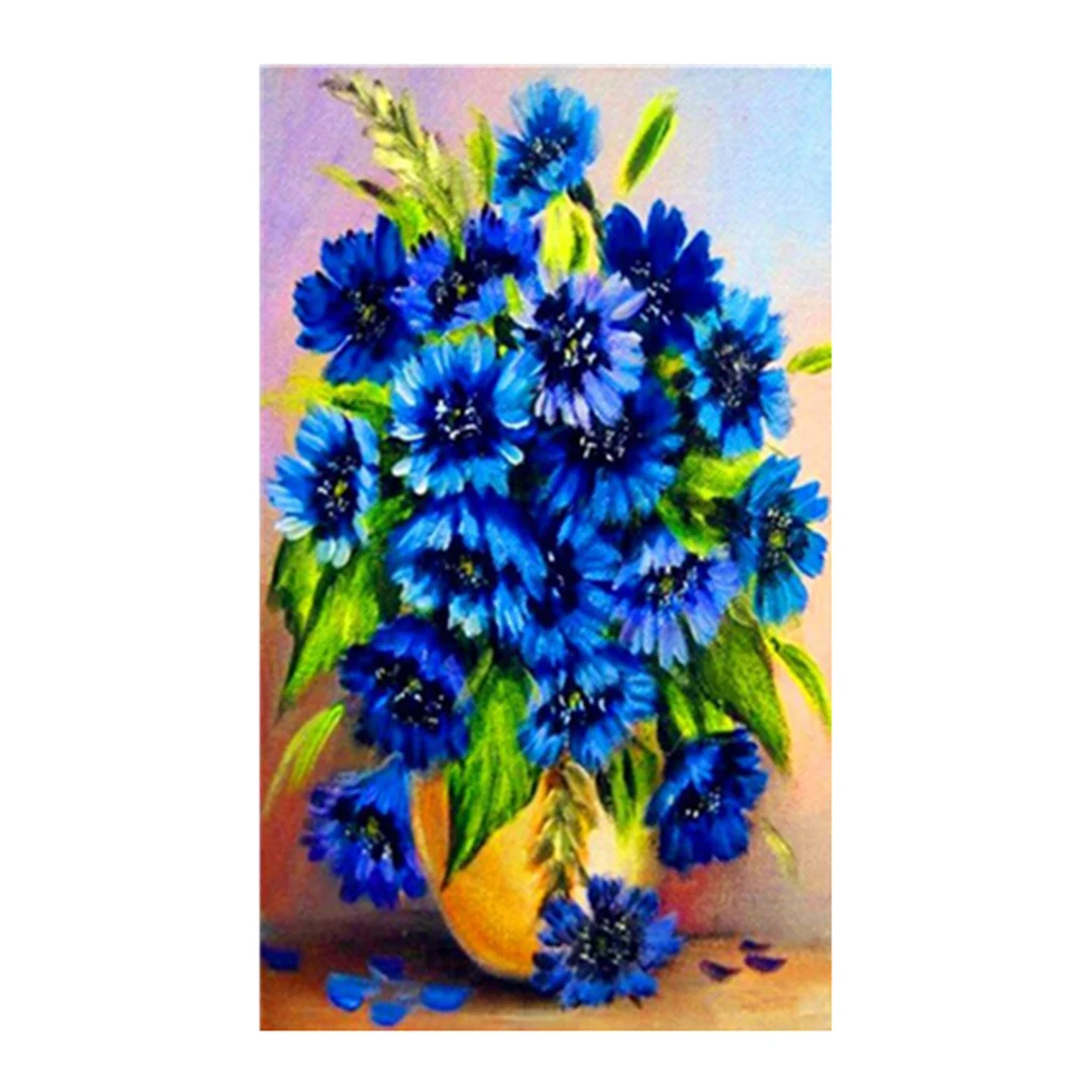 Набор для алмазной живописи 5D DIY синие цветы хрустальные стразы искусства