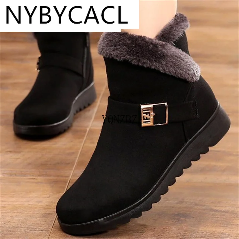

Зимние ботинки средней длины Celf, модные мягкие однотонные женские зимние ботинки, Повседневная Теплая Бархатная женская обувь на молнии с п...