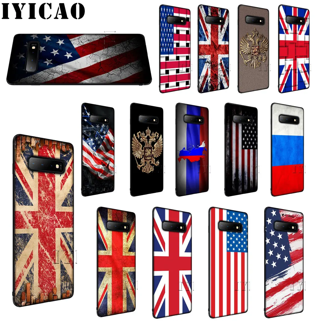 IYICAO русский британский и американский флаг Мягкий чехол для Samsung Note 8 9 A10 A20/A30 A40 A50