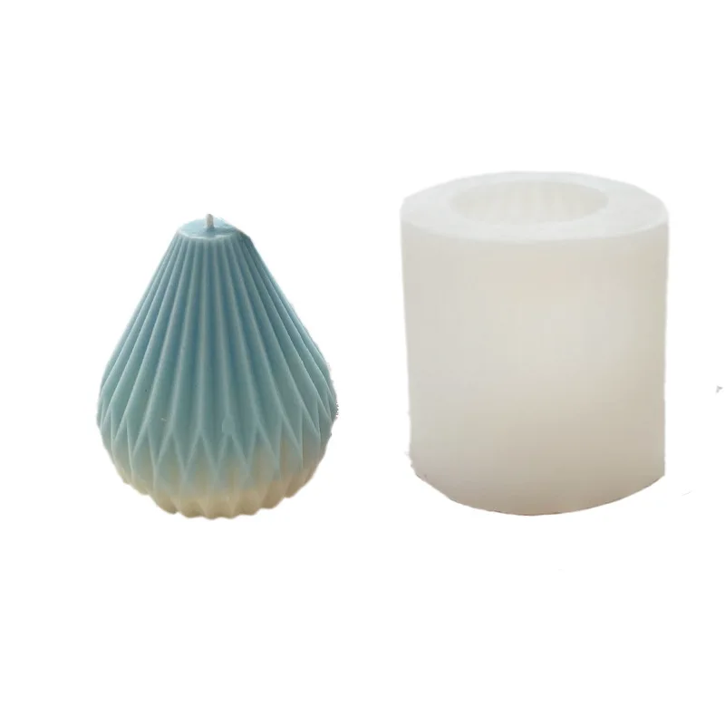 

New style geometric line pear shaped candle silicone mold DIY striped cone handmade aroma candle soap mold making tool