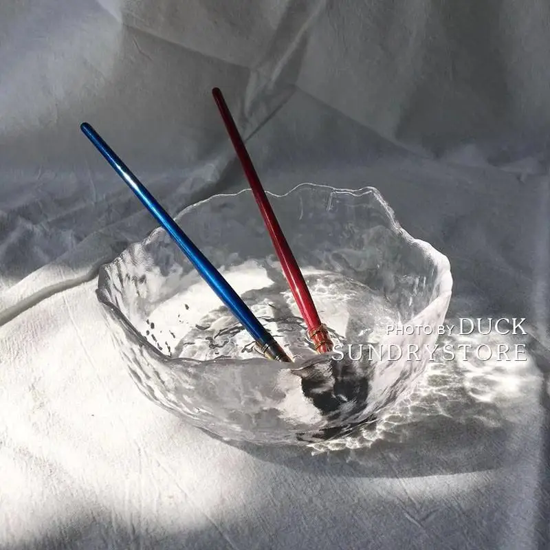 

Elegant Pen washing bucket Hammered Patern Glass Brush Pen Wash Watercolor Pen Cylinder Pens Barrel Container Brush Pen Holder