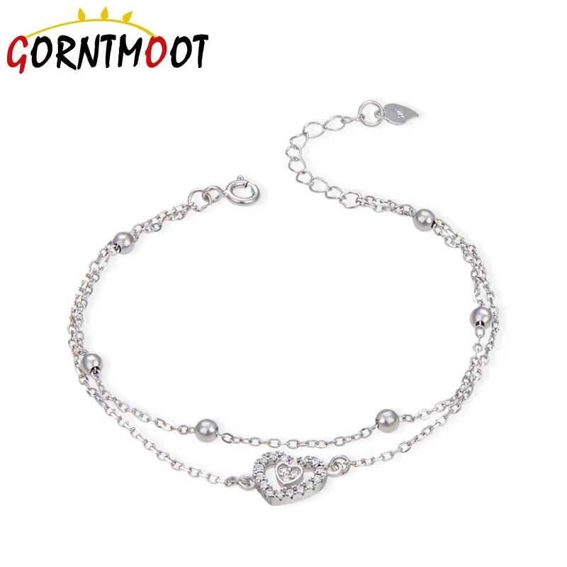 Двухслойные бусы браслеты в форме сердца для женщин браслет из стерлингового