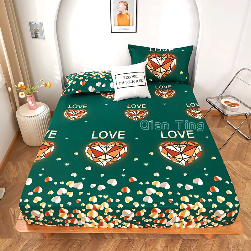 1 шт. наматрасник из 100% полиэстера с принтом четырьмя углами и эластичным поясом