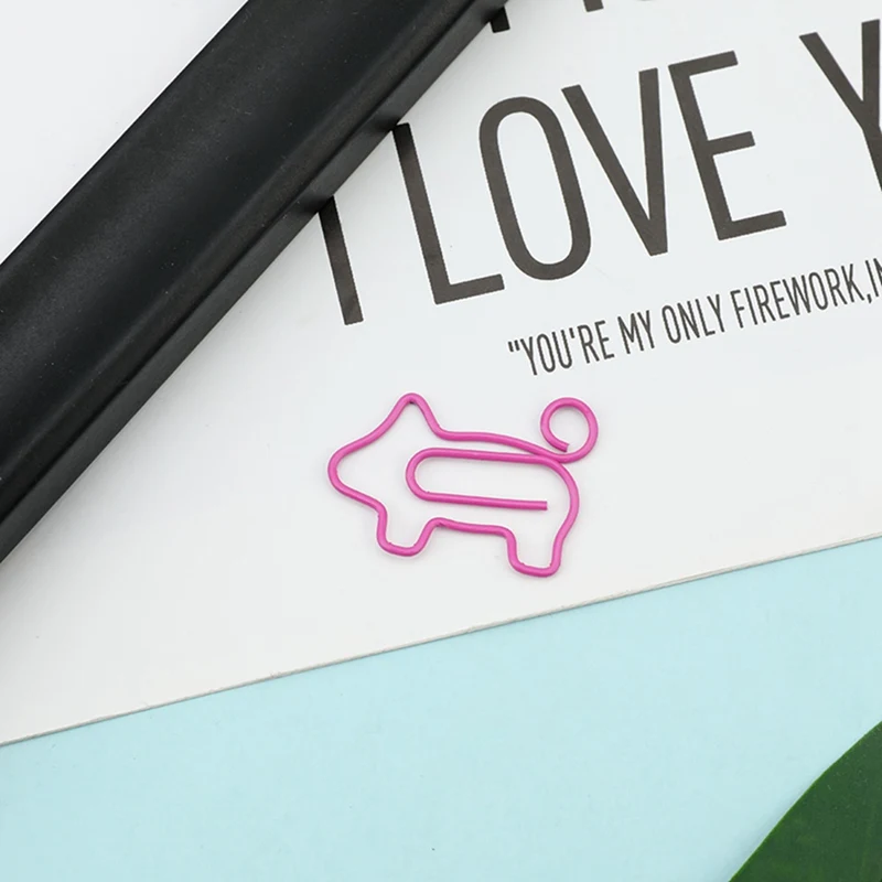 

10pcs/lot Cute Mini Decorative Metal Pink Pig Paper Clips Paperclips Bookmark Office Accessories Statioinery