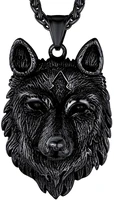 gpunk wolf pendant necklace for men 316 stainless steel18k gold platedblack viking wolf nordic jewelrywith delicate packing