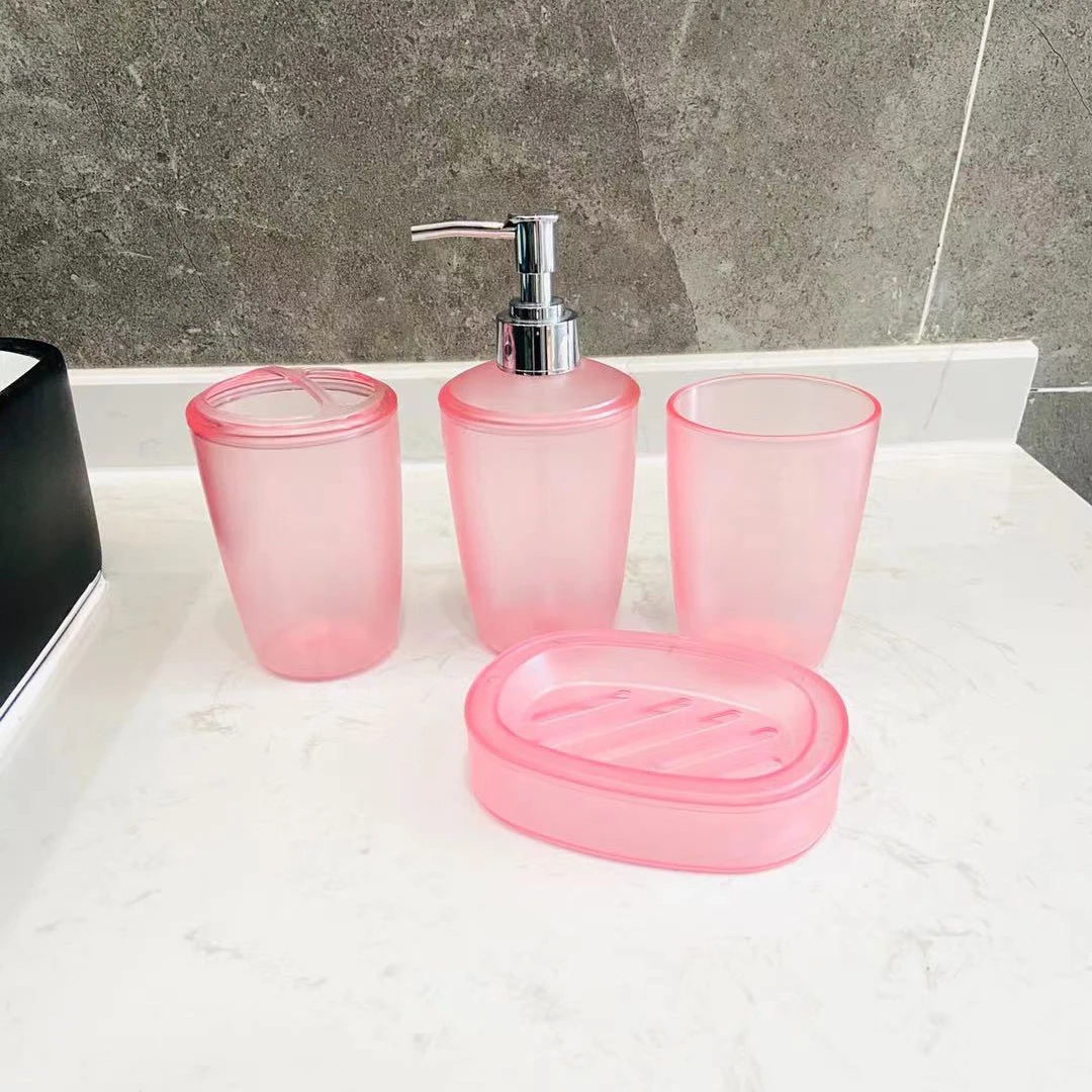4pcsset plastic bathroom accessories lotion dispenser toothbrush holder soap box set for home decoration gift free global shipping