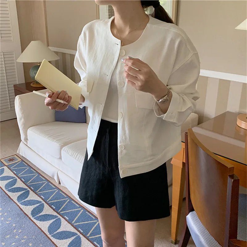 Блузка женская из льна и хлопка с карманами | Женская одежда