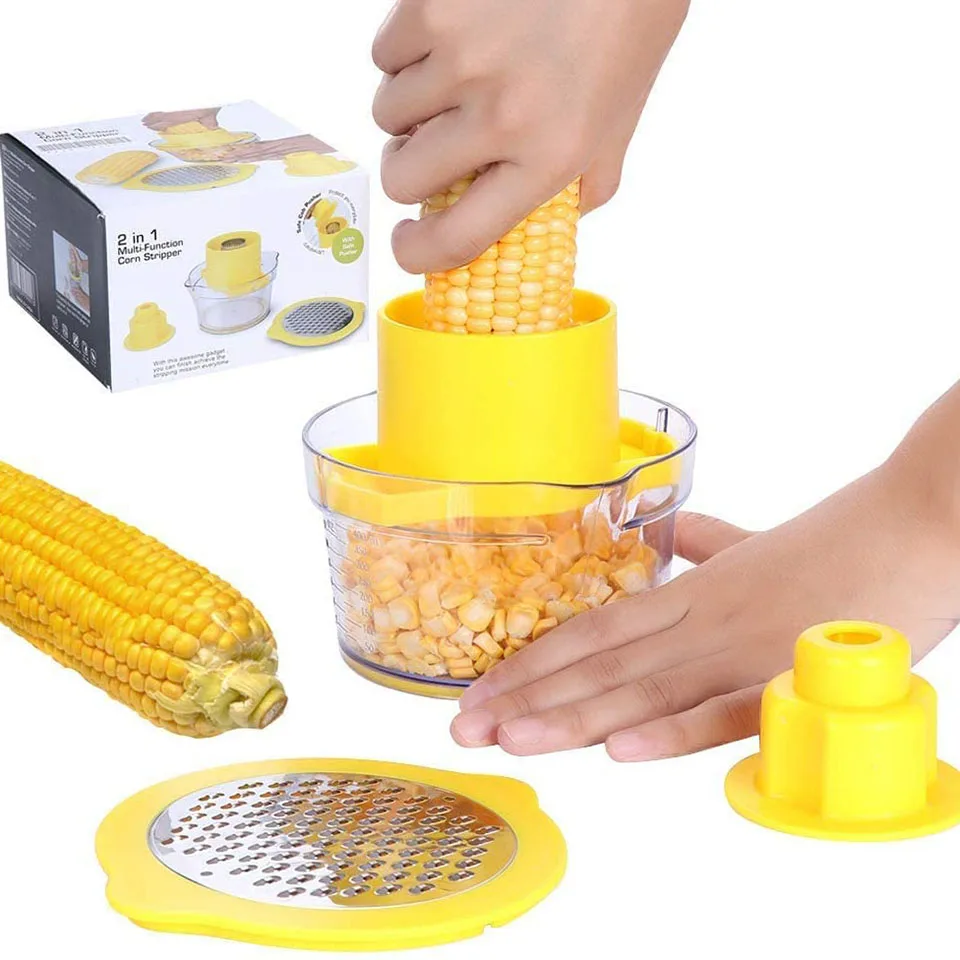 

4 in 1 Corn Shucker Tool Corn Holder Stripper Stainless Steel Peeling Machine Carrot Potato Grater Peeler Kitchen Tool