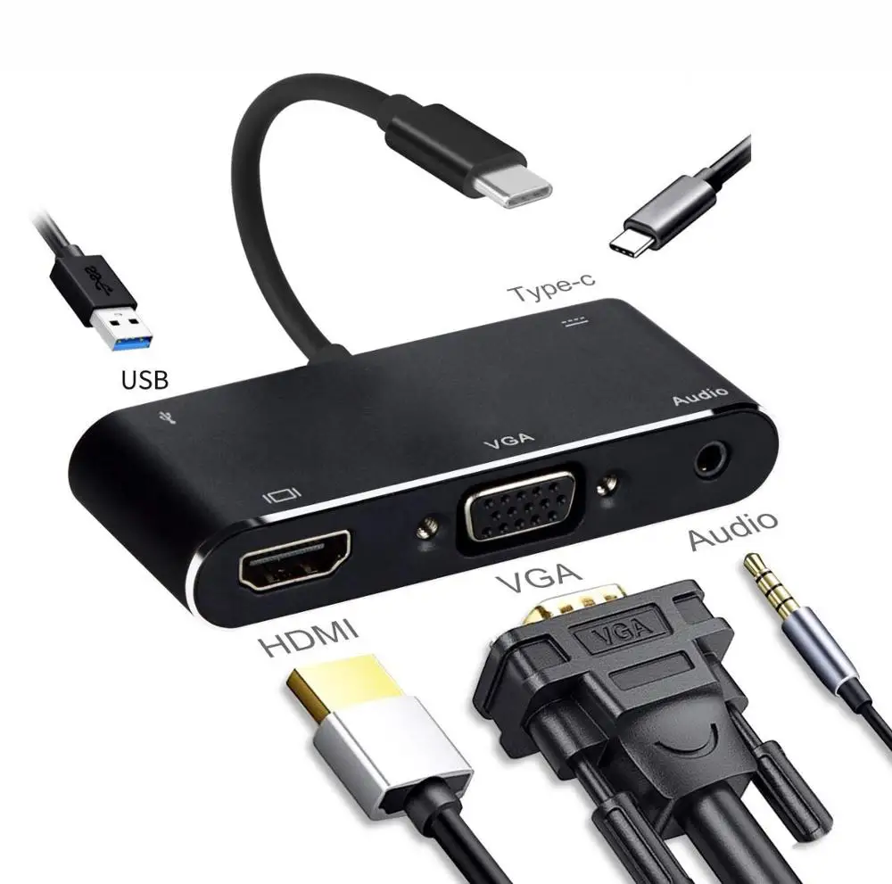 5-в-1 многофункциональный аудио-концентратор типа c для HDMI VGA USB3.0 PD ipad apple iphone AV 4K