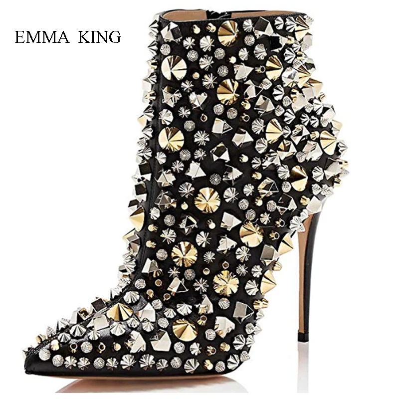 Style 16 Emma king/роскошные сапоги выше колена с украшением в виде кристаллов; сезон осень-зима; женские сапоги на высоком каблуке с заклепками, заклепками и ремешком - Цвет: Style 16