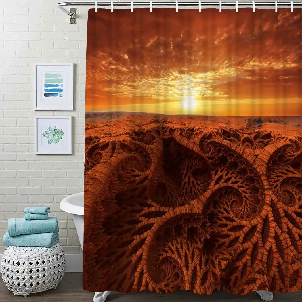 

Psychedelic Mountain Shower Curtain Gradient Shower Curtain Waterproof Fabric For Bathroom Decor Shower Curtains Set With Hooks