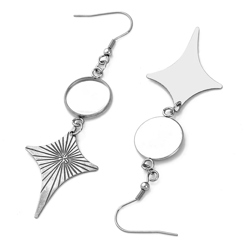 6pcs Stainless Steel Earrings Bases Settings Earring Blank DIY Fit 10 12 14 16 20 25mm Bezel Earring Tray Glass Cabochons
