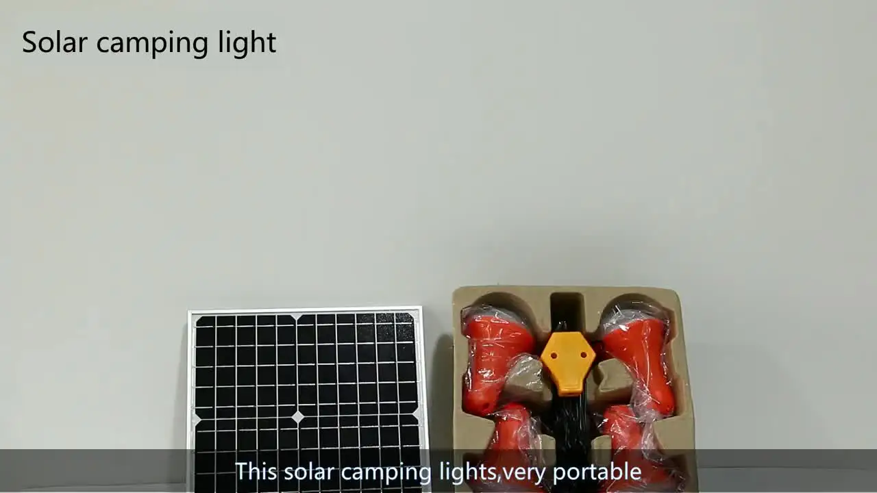 

Multi-function Rechargeable LED solar emergency light system for security and camping