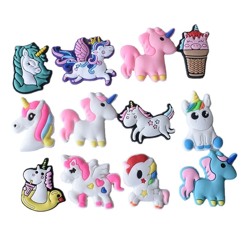 

1pcs New Season Unicorn Shoe Buckle Charms for Crocses Removable Garden Shoe Ornament PVC Soft Rubber Shoe Ornament Decoration