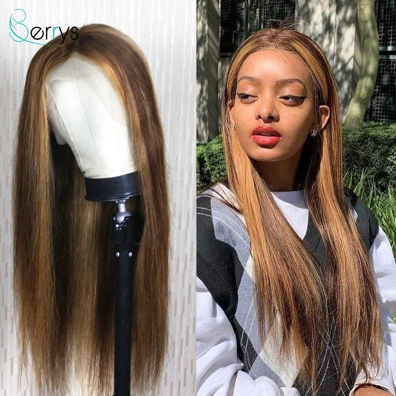 

Highlight Wig Human Hair 13x4 Transparent Lace Frontal Wig For Women Short Bob Straight Lace Front Wigs Pre Plucked Berryshair