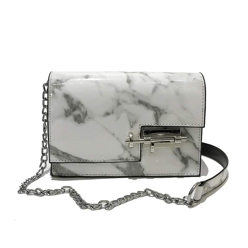 

bag new web celebrity 2021 marble one shoulder little bread chain personality mortise lock joker inclined shoulder bag