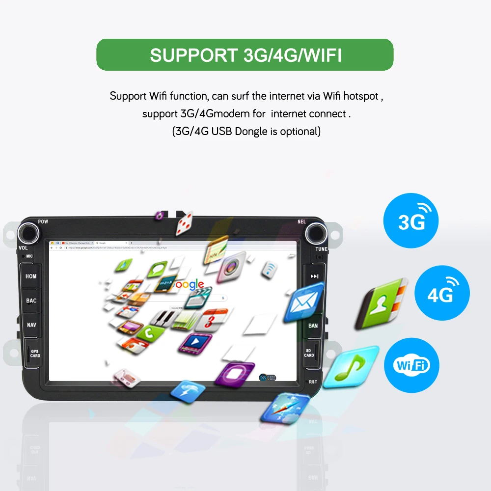 Bonroad 2din Android автомобильный мультимедийный плеер ForVW для Passat Seat Skoda rapid Bora gps навигация радио плеер(без dvd