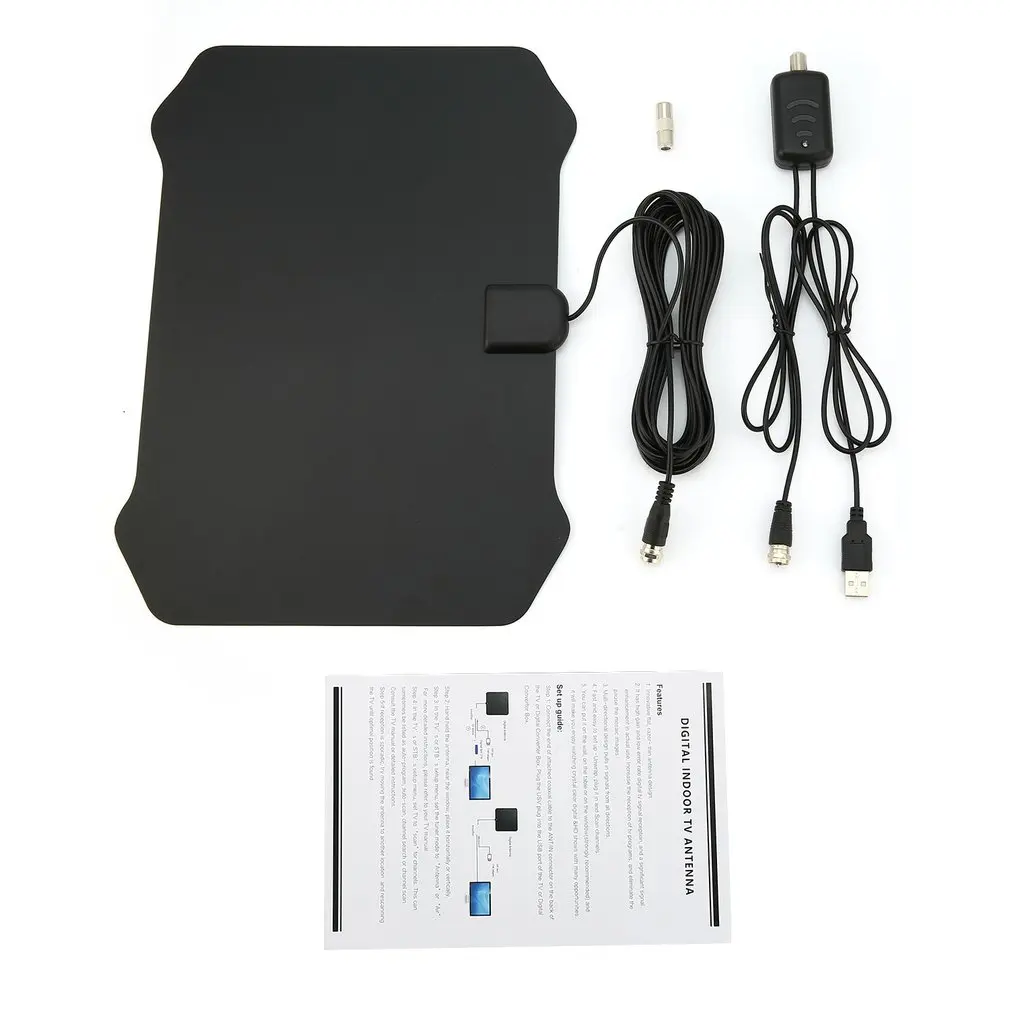 

80miles Reception Range Digital Indoor TV Aerial HD Television Shield Shape Antenna with HDTV023 Amplifier Booster