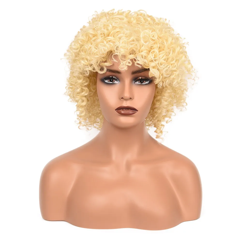 

Kinky Curly Wig for Black Women Afro Fluffy Wigs for African America Fake Hair Daily Part Use Wig with Bangs
