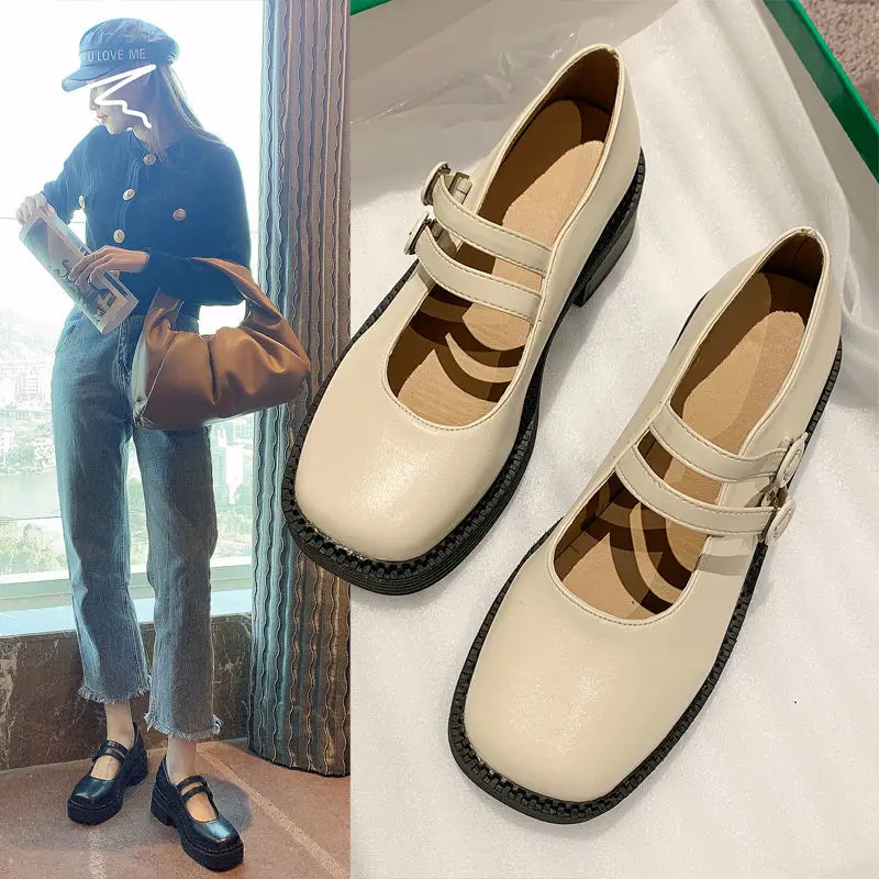 Туфли LIHUAMAO на платформе Мэри Джейн с ремешком щиколотке и круглым носком удобные