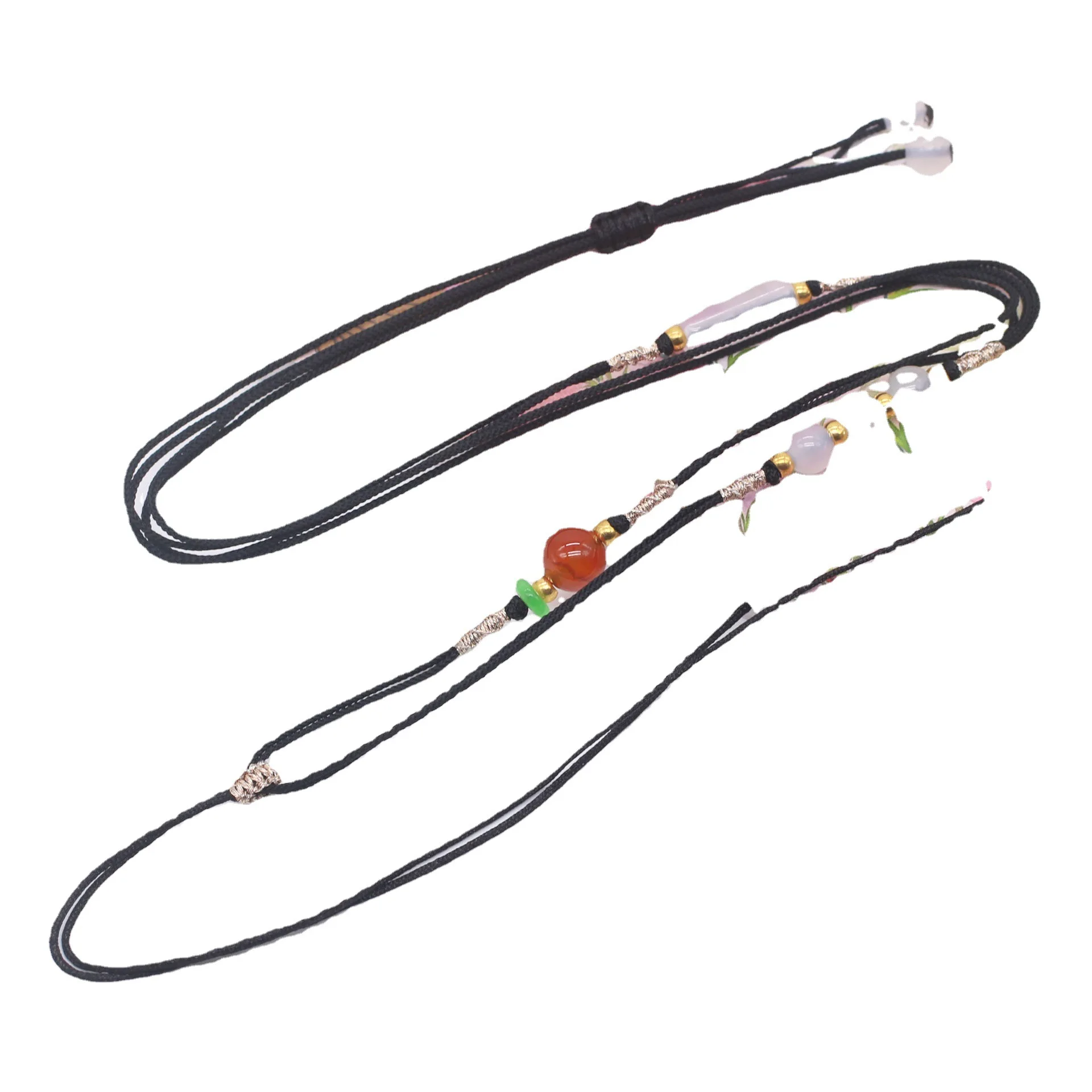 5Pcs/Lot Hand-woven  jade agate pendant lanyard mambo rope sweater chain lanyard homemade jewelry DIY materials adjustable