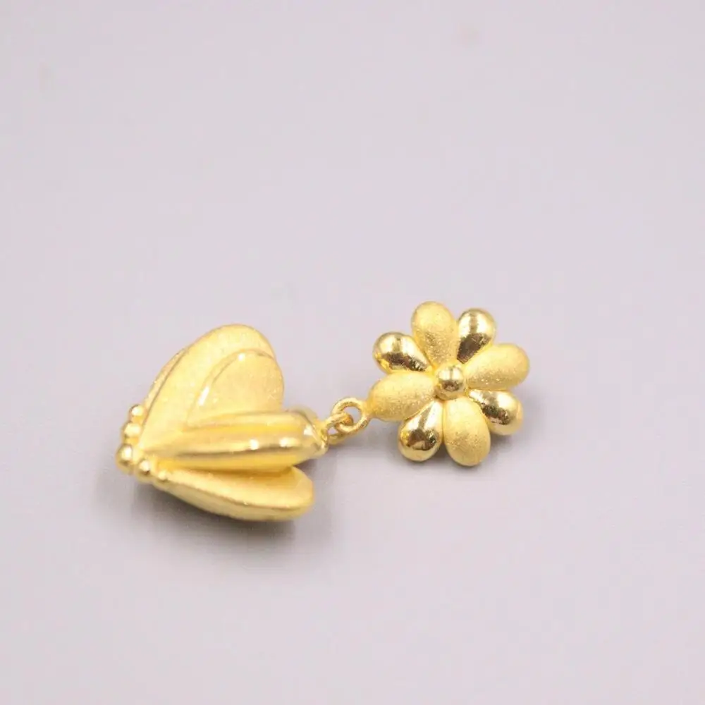 

Gold Jewelry Girl 3D Hard Gold Charms Flower Loving Heart 999 Gold Pendant For Women Wedding Best Gift Lucky Gift