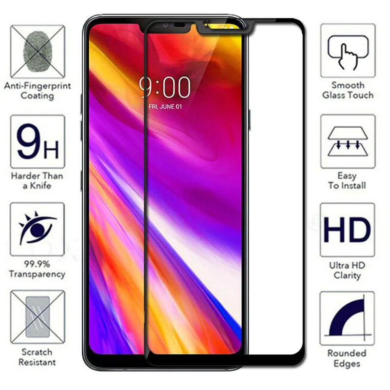 2 Pieces Full Cover Screen Protector Protective Glass For LG G7 One Tempered Protective Film For LG G7 ThinQ For LG G7 Fit Glass