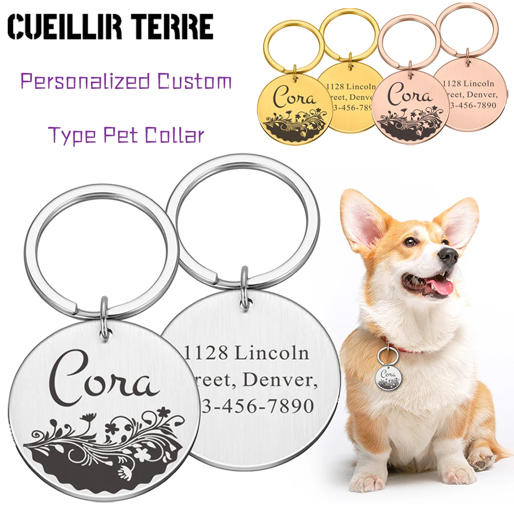 

Personalized Puppy Pet ID Dog collar Engraved Pets Id Name For Cat Puppy Dog Collar Tag Pendant Keyring Pet Accessories Keychain