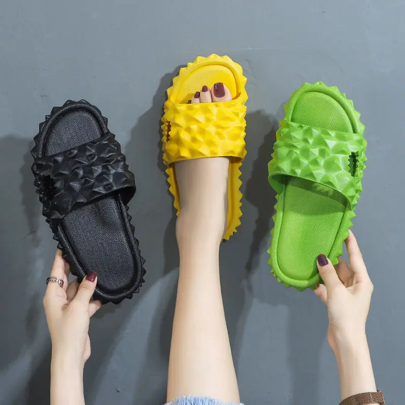 

New Summer Durian Fruit Funny Slippers For Women Flat Mules Women's Slides Shoes Woman Indoor Shower Home Slippers With Spikes