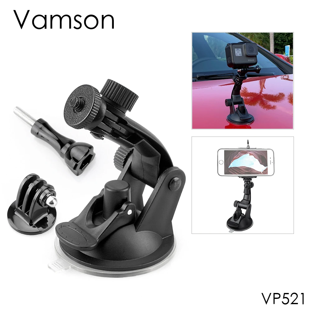 

Автомобильная присоска Vamson для Gopro Hero 10 9 8 7 6 5 4 для экшн-камеры DJI OSMO, стеклянная присоска, аксессуары для Xiaomi Yi 4K VP521