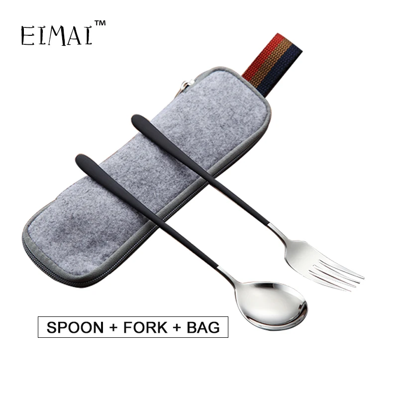 304 наборы посуды из нержавеющей стали набор школьной отправить столовую сумку в