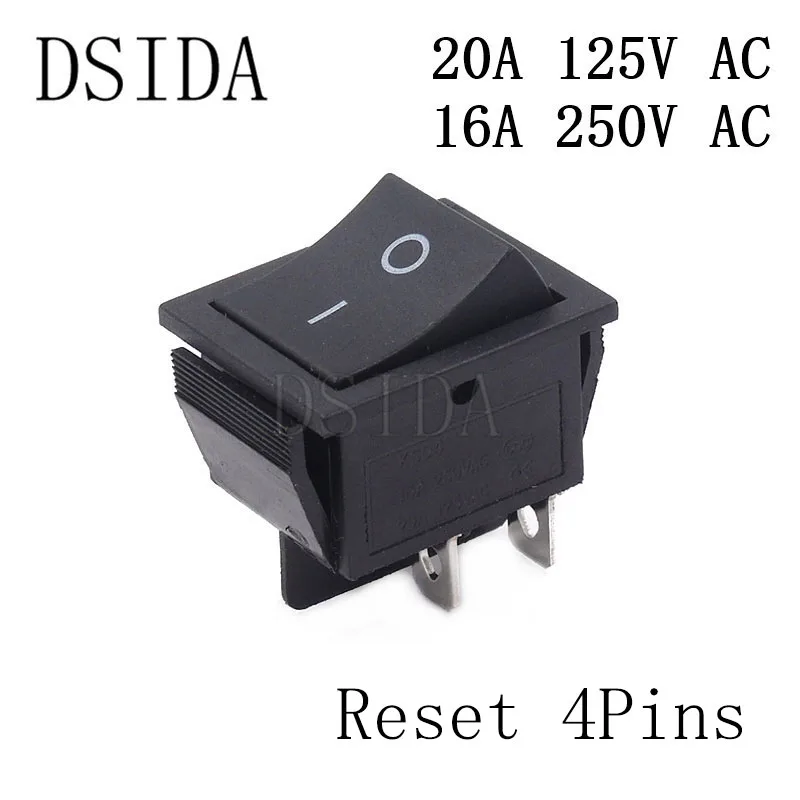Reset 4Pins KCD4 кулисный переключатель ВКЛ-ВЫКЛ двухсторонний 2 положения 4 контакта/6 контактов электрическое оборудование с выключатель света 16A 250VAC/20A 125VAC - Цвет: Reset 4Pins